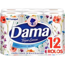 Papel Higiênico Dama 12 Rolos Folhas Simples Neutro