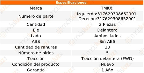 2- Mazas Delanteras Sin Abs Sunfire 2.2l 4 Cil 1996/2002 Tmk Foto 2