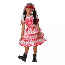 Vestido Noiva Caipira Infantil Festa Junina Com Véu Do Amor