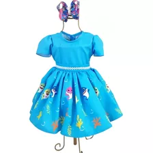 Vestido Baby Shark Luxo Festa Infantil Pronta Entrega 