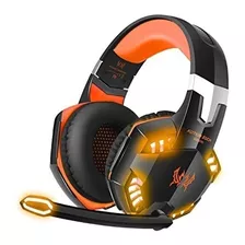 Audífonos Gamer Kotion Gamer G2000 Negro Y Naranja Led