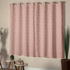 Cortina Tecido Jacquard Janela Pequena Sala/quarto 2,00x1,30 Cor Cortina Rose