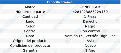 (1) Espejo Lateral Der C/control Generica Shadow 89_94 Foto 2