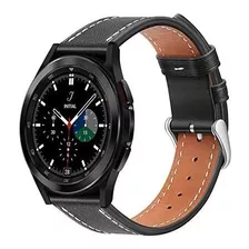 Correa Para Galaxy Watch 4 Hasta 44mm Cuero Genuino Negro