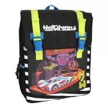 Mochila Escolar Fancy Hot Wheels Niños Azul Y Verde