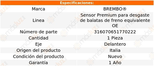 1.sensor Para Balatas Delantera Bmw 323i 00 Brembo Foto 2