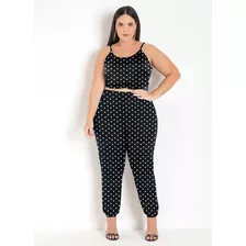 Conjunto Blusa Cropped E Calça Plus Size Roupa Feminina