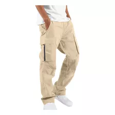 Pantalones Casuales Con Múltiples Bolsillos Para Hombre, Par