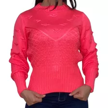 Blusa Tricot Feminina Com Detalhe Manga Longa Punho Largo.