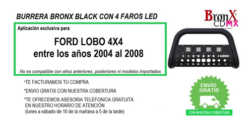 Burrera Bronx Black 4 Faros Ford Lobo 4x4 2004-2008 Foto 9
