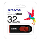 Memoria Usb Adata Classic C008 32gb 2.0 Negro Y Rojo