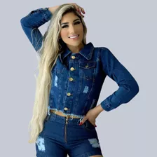 Jaqueta Jeans Feminina Azul Escuro - Leveza E Despojamento!