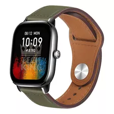 Pulseira Couro Fecho Pino Para Amazfit Gts 4 Mini A2176 Cor Verde