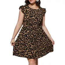 Vestido Corto Animal Print Leopardo Casual Formal Curvy Xl