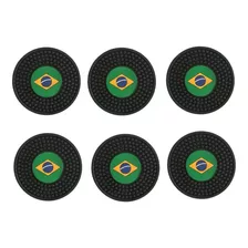 6 Porta Copos Bandeira Brasil Bolachinha Lavável Decoração
