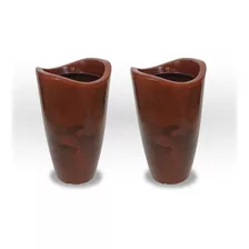 Kit Com 02 Vasos Decorativos De Polietileno Cônico Duna 00
