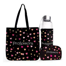 Kit Bolsa Tiracolo + Necessaire + Squeeze Para Professoras