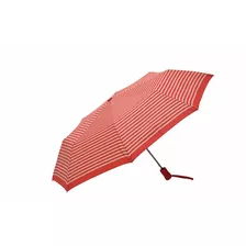 Paraguas Corto Automático Antiviento Rayado Rojo