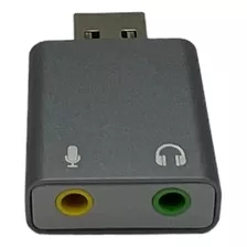 Tarjeta Adaptador Doble Sonido Usb Stereo Audio + Microfono Color Gris