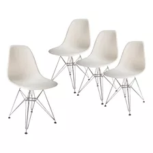 Silla De Comedor De Plástico Diseño Pata Cromada Dsw - Eames X 4 Estructura De La Silla Blanco