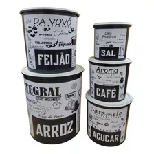 Kit Conjunto De Potes Porta Arroz Feijão Açúcar Café Sal