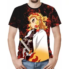 Camiseta/camisa Demon Slayer Rengoku Efeito Grunge