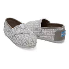 Alpargata Zapato Bebé Toms Tiny - Silver Lace Brillante