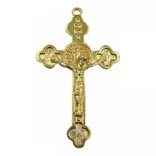 10 Crucifixos Dourados São Bento 5,6cm P/ Montagem De Terços