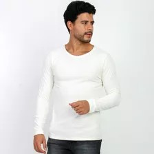 Suéter Camiseta Manga Longa Canelado Slim Ultra Soft Branco