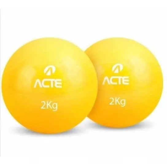 Par Bola Tonificadora Com Peso - 2kg Amarela - Acte Sports