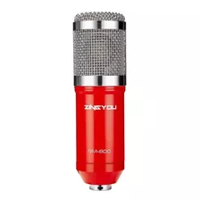 Micrófono Zingyou Bm-800 Condensador Cardioide Color Rojo/plateado