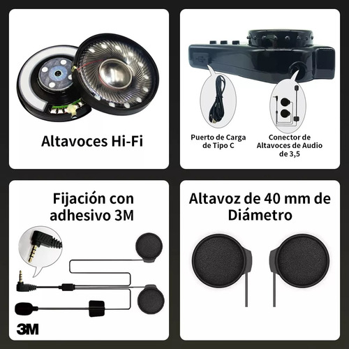 Bluetooth Para Casco, Audifonos Para Casco Moto Foto 8