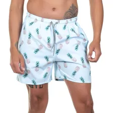 Short Praia Masculino Azul Abacaxi