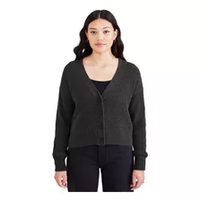 Sweater Mujer Cropped Cardigan Relaxed Fit Negro Dockers