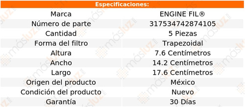 Paq 5 Filtros De Aire Scenic Ii L4 2.0l 05/08 Engine Fil Foto 2