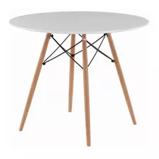 Mesa Eiffel Eames Redonda 90cm Mdf Pés Palito