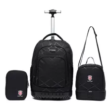 Kit Mochila Swissport De Rodinha Escolar Faculdade Reforçada