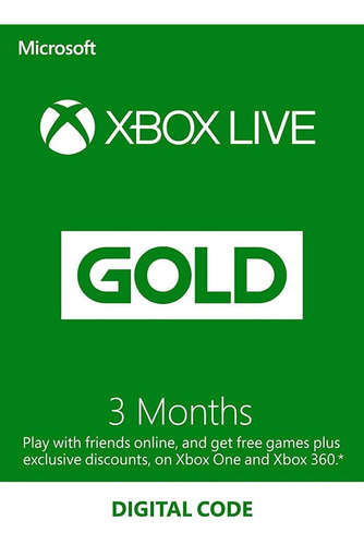 Microsoft Suscripción Xbox Live Gold 3 meses Xbox Live código GLOBAL