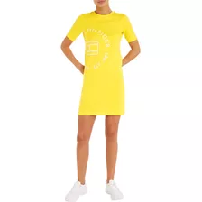Vestido Con Logo Circular Mujer Tommy Hilfiger Amarillo