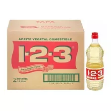 Caja Aceite 123 Vegetal 12 Piezas De 1 Litro C/u