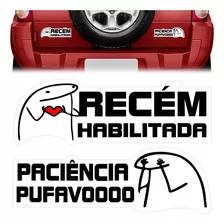 Kit 2 Adesivos Recém Habilitada Paciência Pufavo Meme Flork