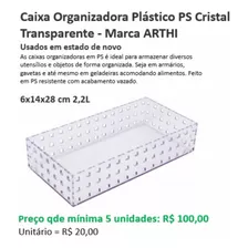 Caixa Organizadora Acrílica Kit 5 Unidades - 2,3l