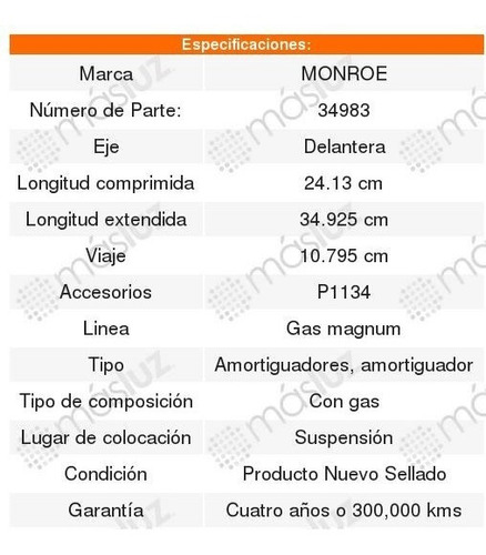 4 Amortiguadores Gas-magnum Chevrolet Express 1500 96-02 Foto 3