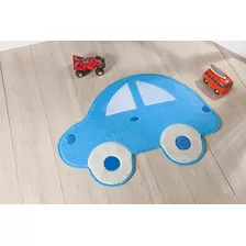 Tapete Carro Fusca Grande Pelúcia Infantil Antiderrapante Cor Azul-turquesa