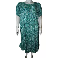 Vestido Verde Flores Amarillas Talla 4x (48/50) Old Navy 