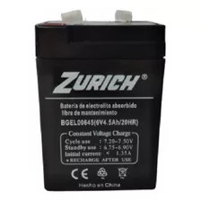 Bateria De Gel Recargable Zurich 6v 4.5ah Luz Emergencia