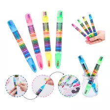 Set X4 Crayones De 20 Colores Con Forma De Lapicera