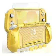 Case Capa Proteção Tpu + Pelicula Vidro + Grips Switch Lite