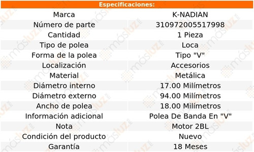 Polea Tipo  V  Metalica El Camino V6 3.8l 83-84 Foto 3