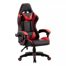 Cadeira De Escritório Tech Chair Cadeira Gamer Premium Ergonômica Preta E Vermelha Com Estofado De Couro Sintético